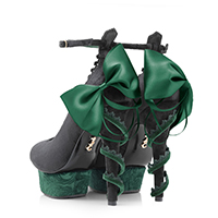 レディースファッションブランドmayla classicのパンプス、アーメンガード・アンシャントゥール カラーはボトルグリーン BG ストーム／Pフォーム 13.0cm ラウンドトゥ