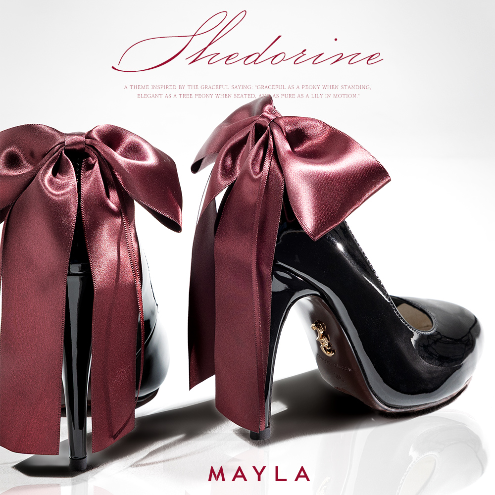 藤*様 mayla classic ブラック グリッター リボン ヒール パンプ MAYLA - マイラ