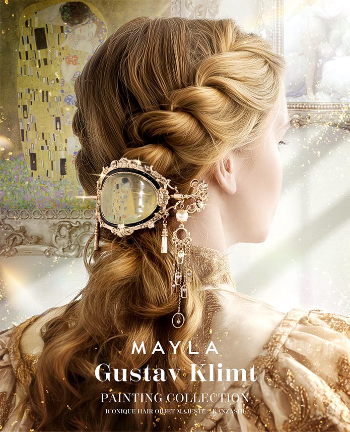 MAYLA マイラ ヘアアクセサリー かんざし 髪飾り 絵画コレクション アイコニック ヘアオブジェ マジェステ ＋ 簪 グスタフ・クリムト「接吻」 レディース 女性 アクセサリー 人気 ブランド プレゼント 絵画コレクション アイコニック ヘアオブジェ マジェステ ＋ 簪- MAYLA