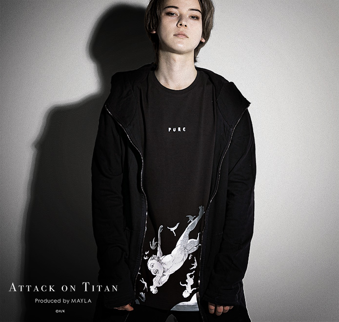 進撃の巨人　終尾のパーカー　Tシャツ　Mサイズ　mayla エレン　終尾の巨人 進撃の巨人」MAYLAより新たなアパレルグッズ登場！ エレン、超大型巨人